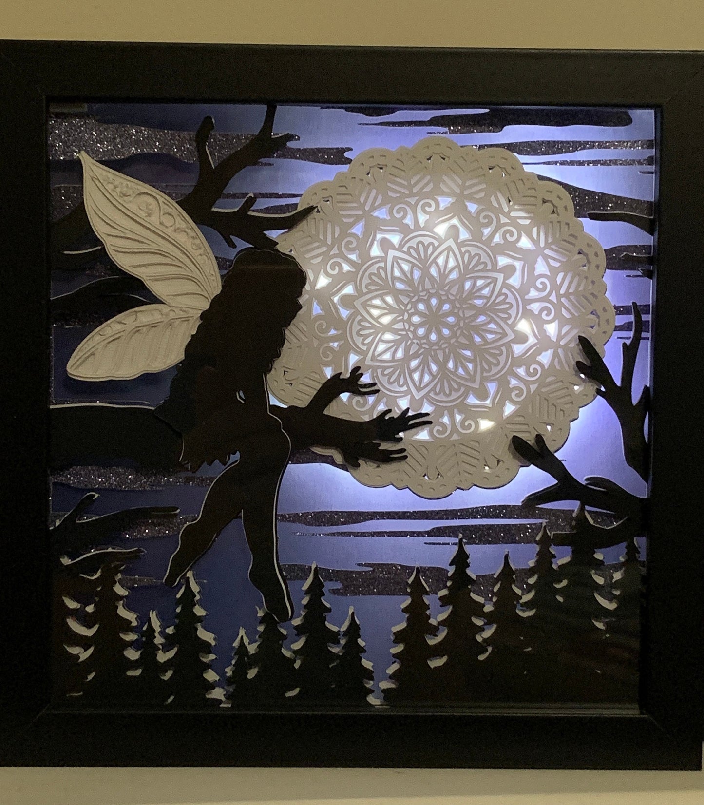 Fairy on Moon Lightbox: Whimsical Bedroom Decor (8x8)