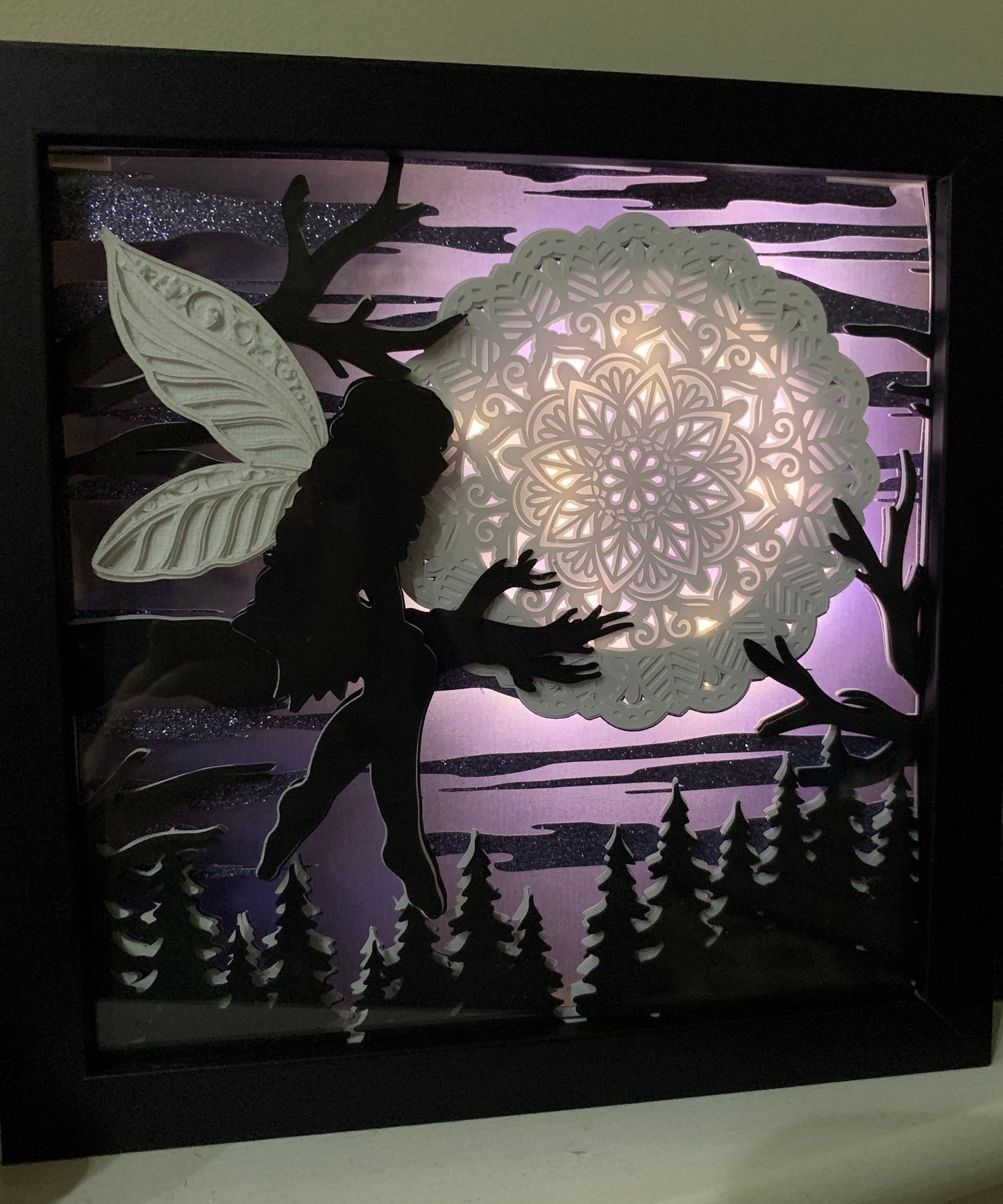 Fairy on Moon Lightbox: Whimsical Bedroom Decor (8x8)