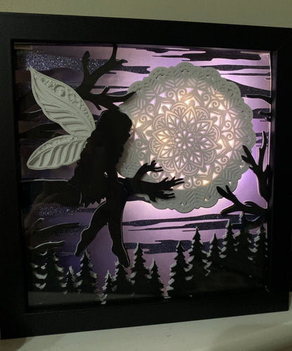 Fairy on Moon Lightbox: Whimsical Bedroom Decor (8x8)