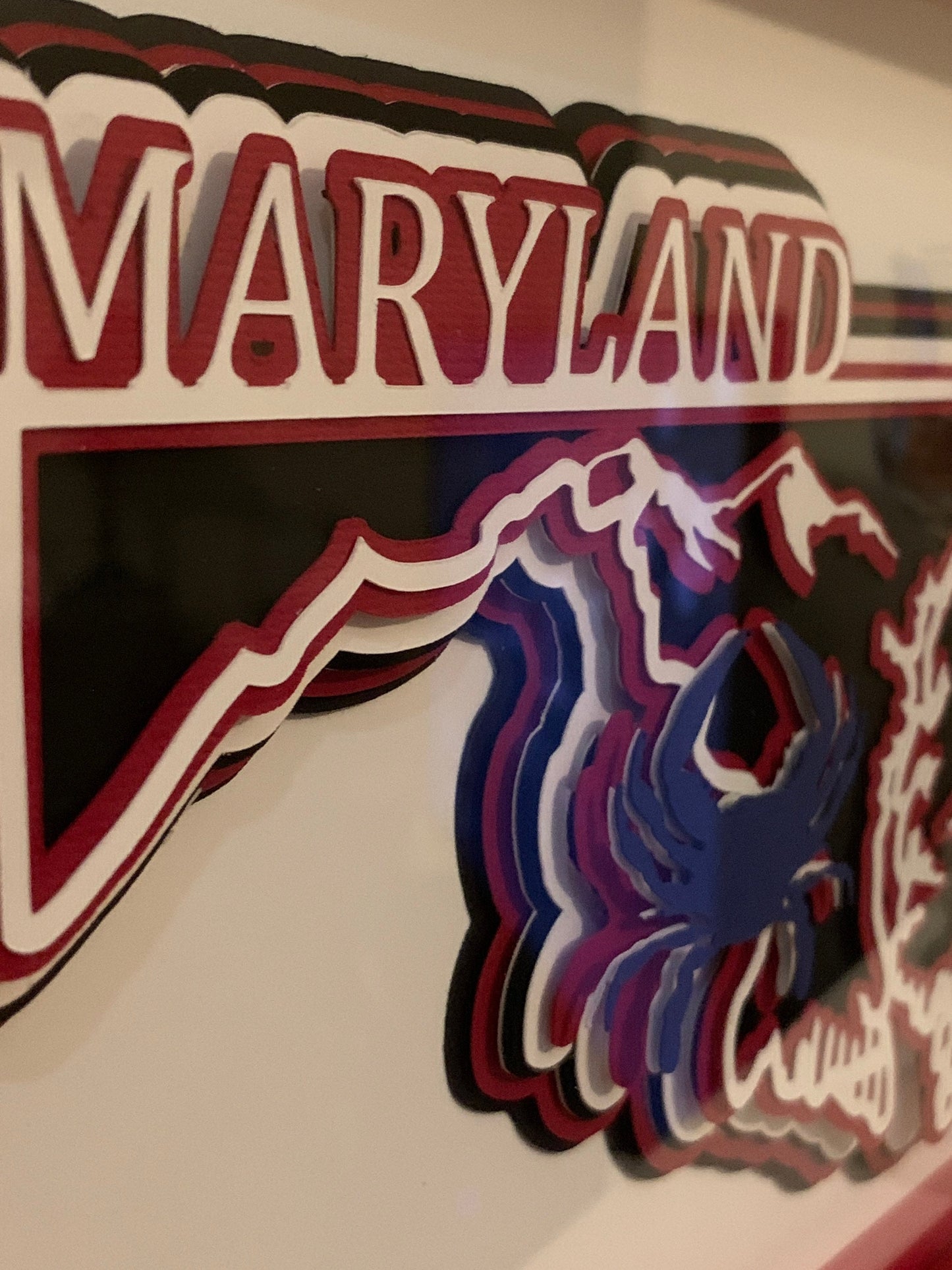 Layered Maryland State Shadow Box: Blue Crab Decor (8x10)