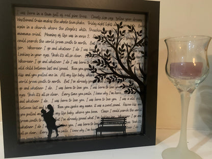 Personalized Couple with Love Song behind them, Choose YOUR Song, Decorative Shadow Box, Shadowbox Frame, Wall sign decor. Anniversary gift!
