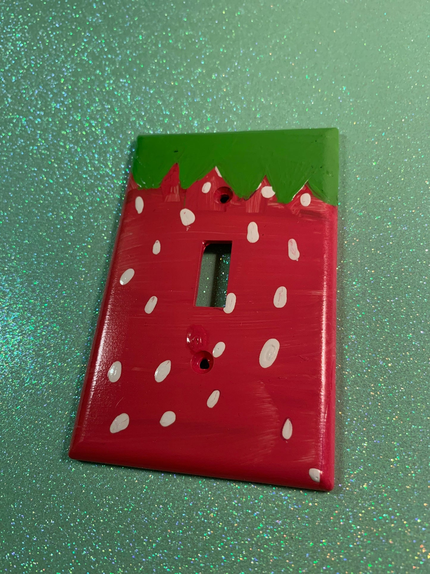 Hand-Painted Strawberry Light Switch Cover Plate: Autism Awareness Art