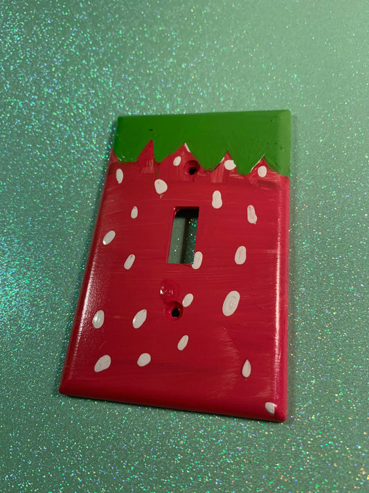 Hand-Painted Strawberry Light Switch Cover Plate: Autism Awareness Art