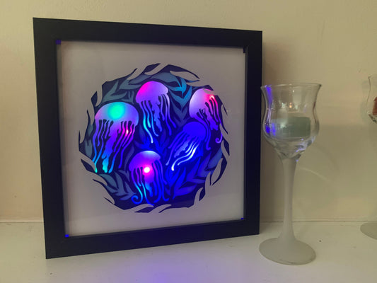 Jellyfish LED Shadow Box: Ocean Life Home Decor