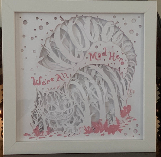 Cheshire Cat Shadow Box: Alice in Wonderland LED Light Frame
