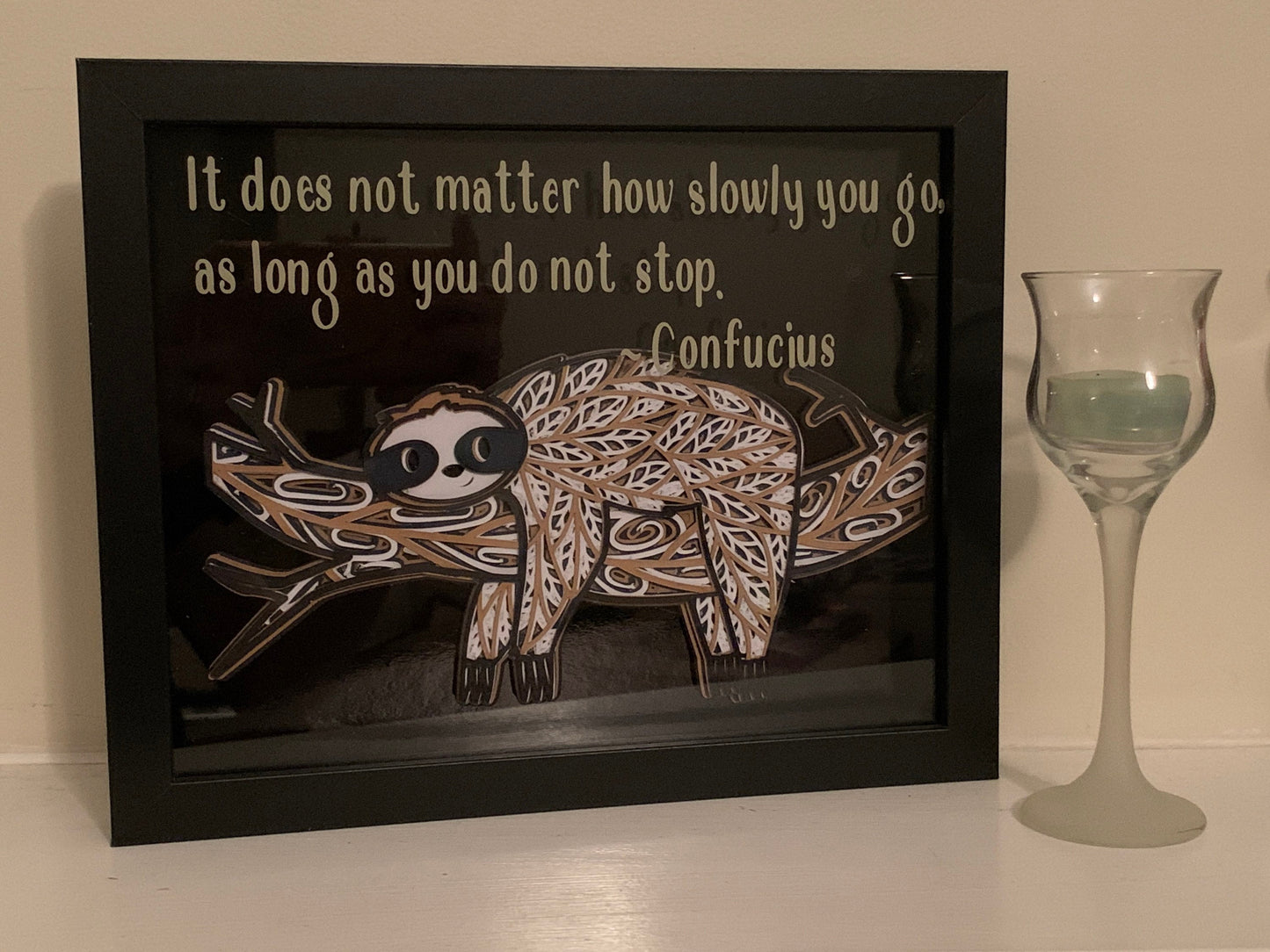 Llama Shadow Box Frame: Confucius Quote, Decorative Art (8x10)