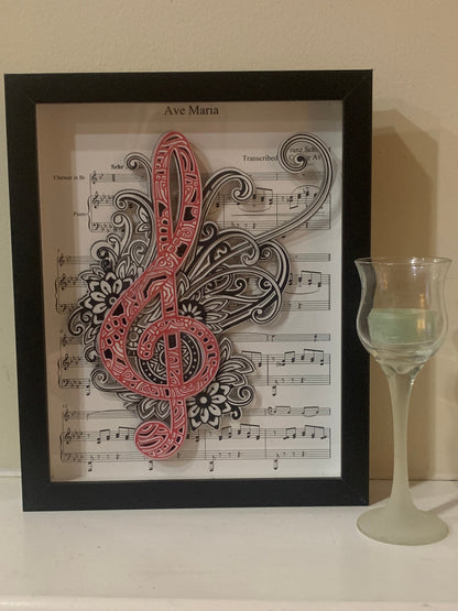 Ave Maria Sheet Music Shadow Box: Customizable Music Note Wall Art