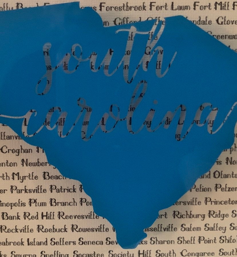 South Carolina Shadow Box Art: State Map & City Names