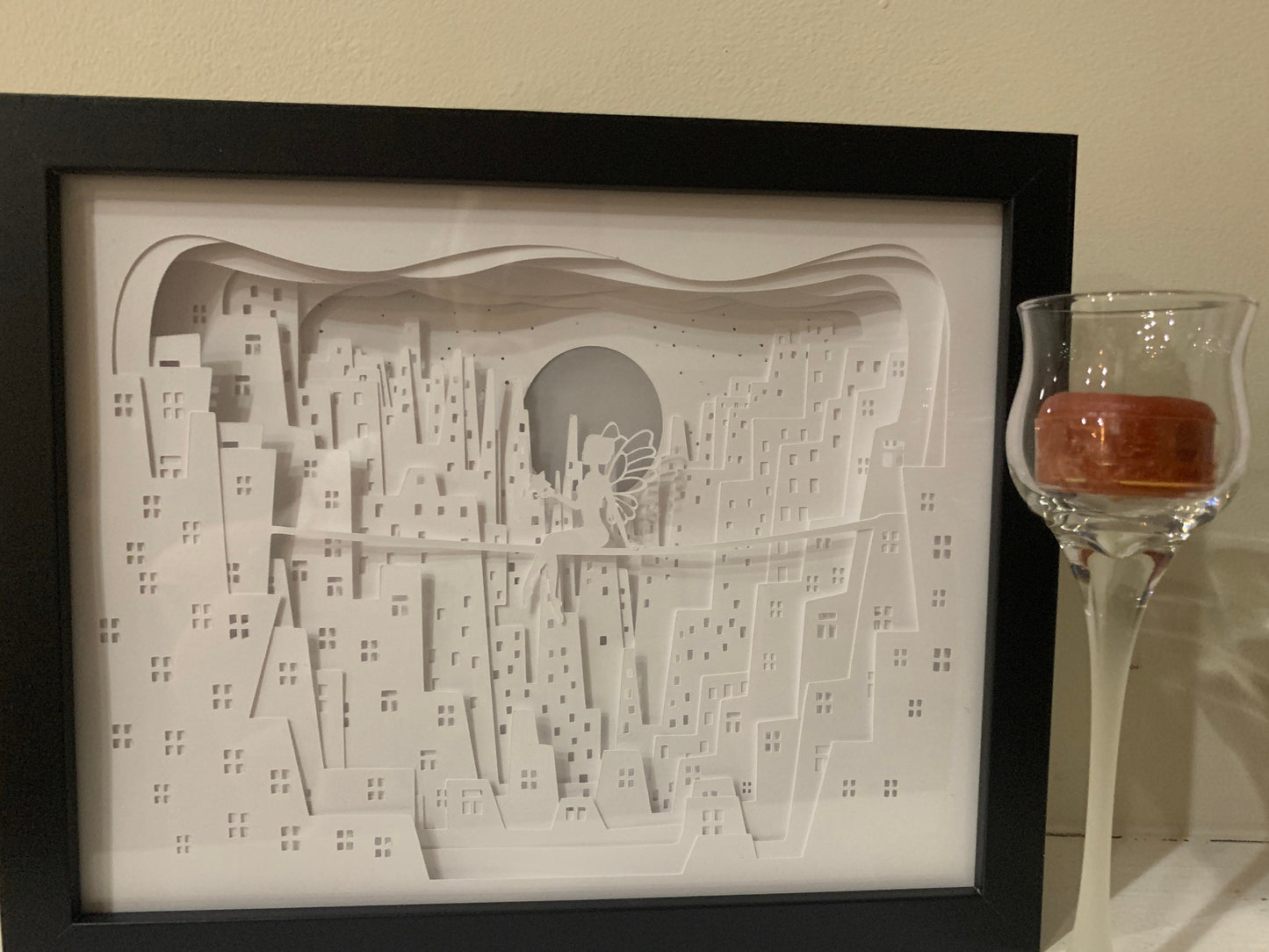 Peter Pan, Tinkerbell in the City, fairy in the city, Lightbox lighted shadow box frame , light lamp, bedroom decor, great for birthday gift