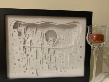 Peter Pan, Tinkerbell in the City, fairy in the city, Lightbox lighted shadow box frame , light lamp, bedroom decor, great for birthday gift