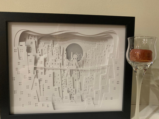 Peter Pan, Tinkerbell in the City, fairy in the city, Lightbox lighted shadow box frame , light lamp, bedroom decor, great for birthday gift