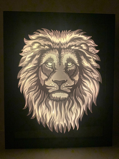 Lion Face Lightbox: August Birthday Gift, Home Wall Decor