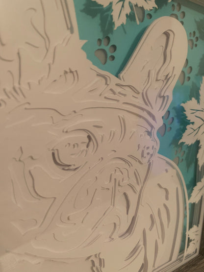 French Bulldog Lighted Shadow Box: Dog Lover Gift