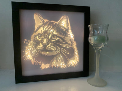 Persian Cat Lightbox: LED Shadow Box, Home Wall Decor