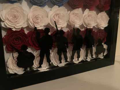 American Flag Flower Shadow Box: Military Gift, Patriotic Decor