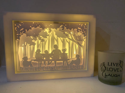 Teacher Lightbox: "Teachers Change the World" Shadow Box Gift