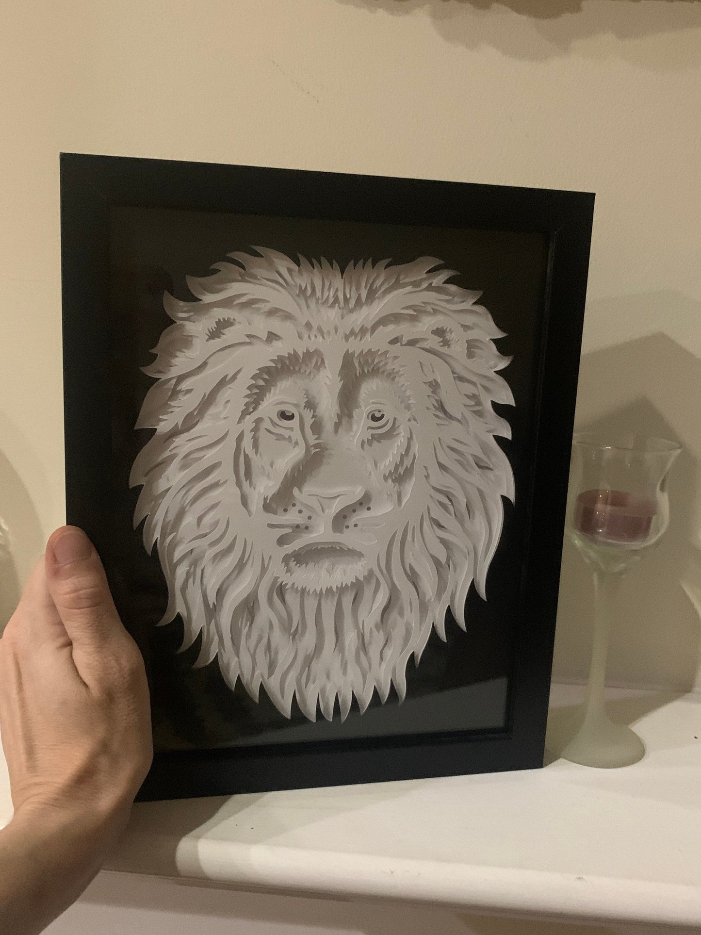 Lion Face Lightbox: August Birthday Gift, Home Wall Decor