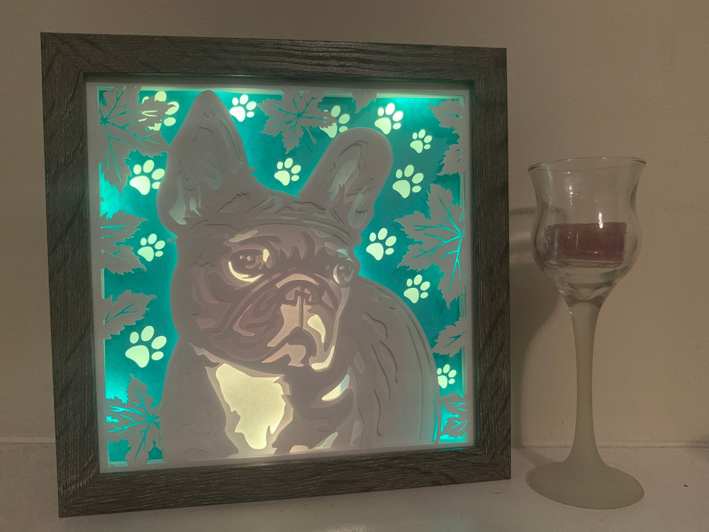 French Bulldog Lighted Shadow Box: Dog Lover Gift