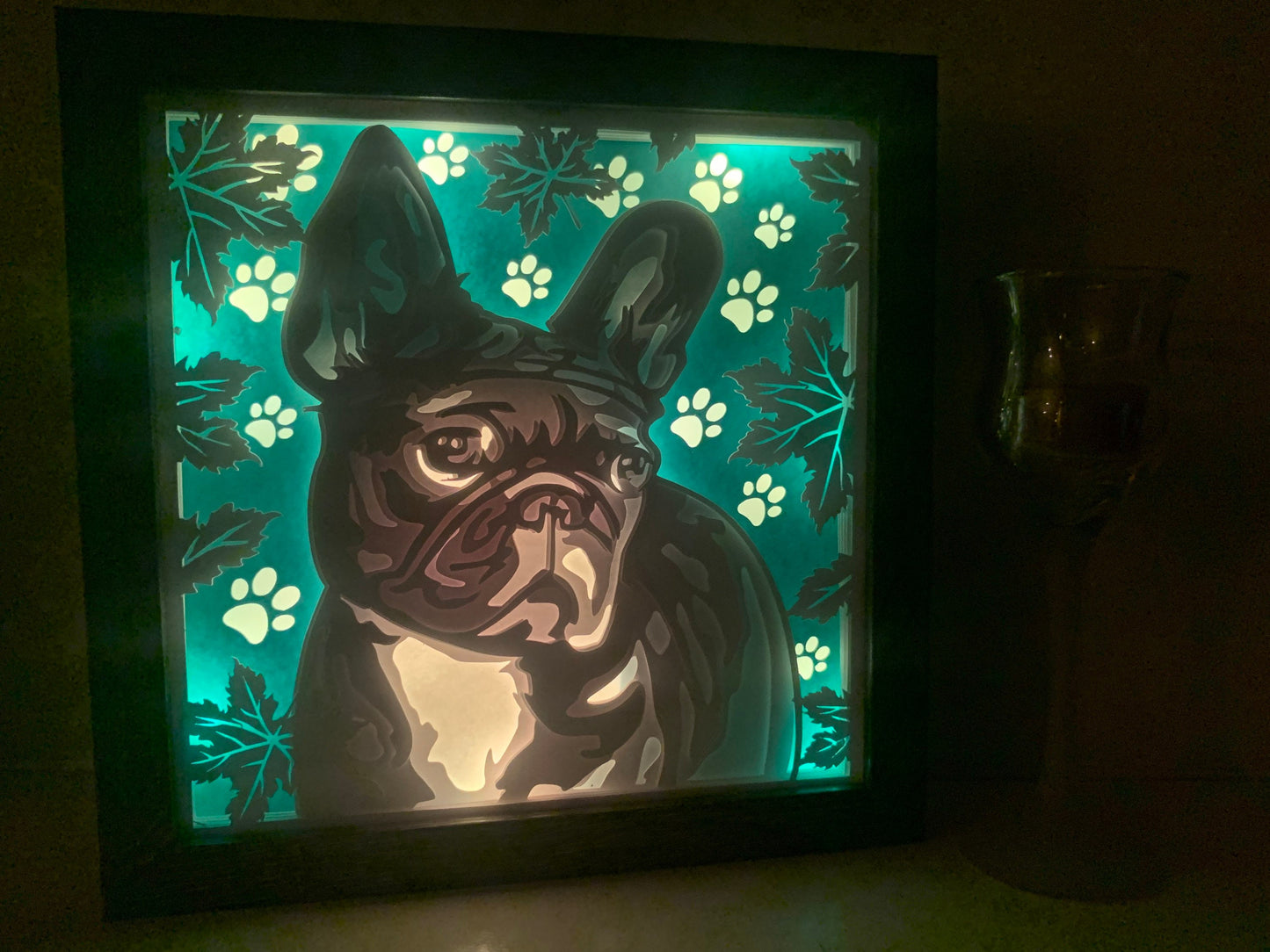 French Bulldog Lighted Shadow Box: Dog Lover Gift