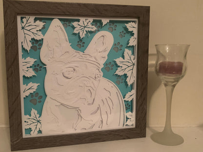 French Bulldog Lighted Shadow Box: Dog Lover Gift
