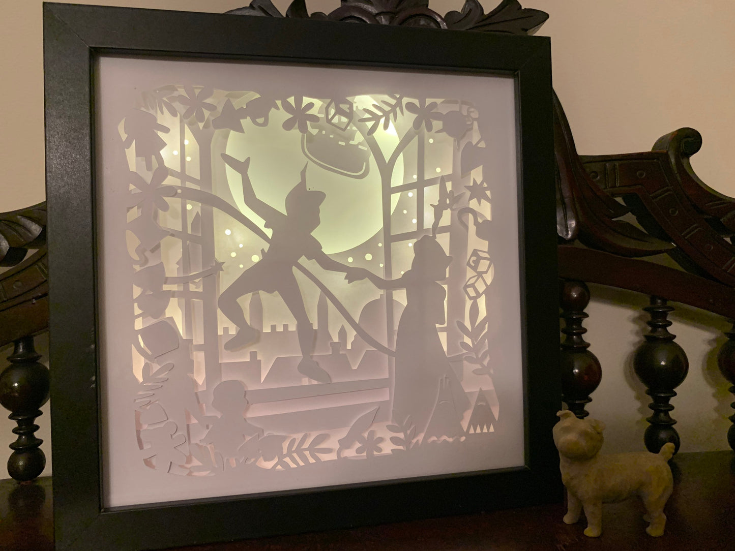 Peter Pan light, Tinkerbell lamp, Neverland room decor, gift for kids, Nursery decor, led wall sign, wall art, lighted shadow box, kids room