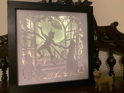 Peter Pan light, Tinkerbell lamp, Neverland room decor, gift for kids, Nursery decor, led wall sign, wall art, lighted shadow box, kids room