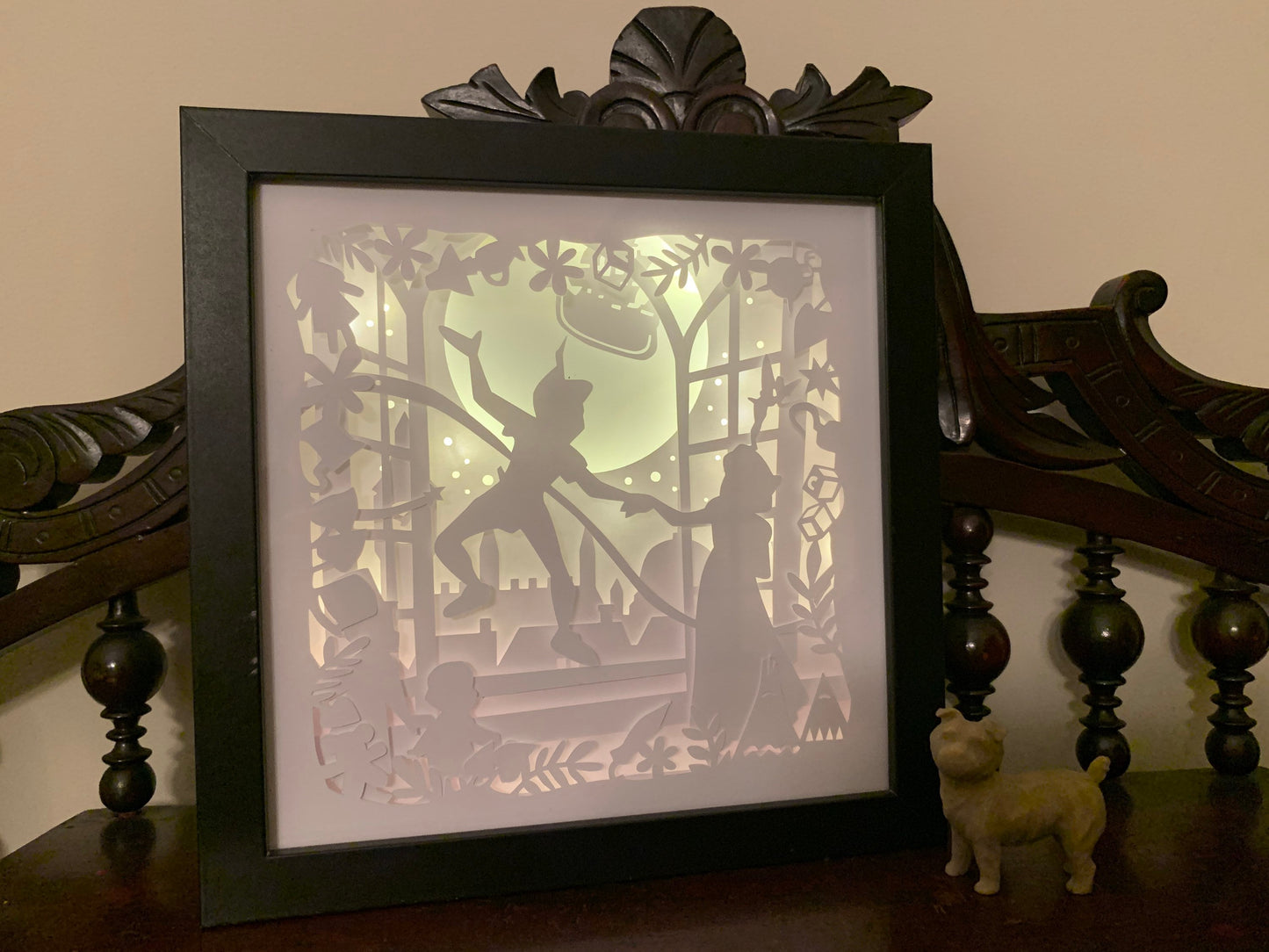 Peter Pan light, Tinkerbell lamp, Neverland room decor, gift for kids, Nursery decor, led wall sign, wall art, lighted shadow box, kids room