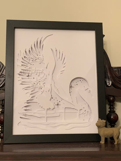 Black Swan Lighted Shadow Box: Ballet Art, Ballerina Gift