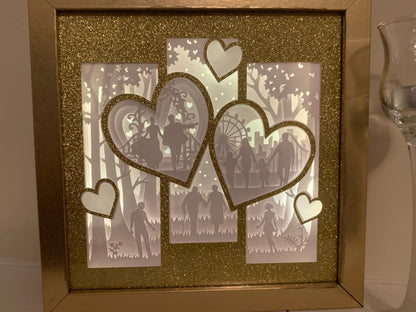Golden Anniversary Shadow Box Frame: Lighted 8x8 Wall Art