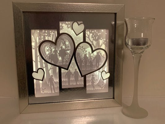 Silver Anniversary gift for husband, couple, wife.  Shadow Box Frame for Couples anniversary present