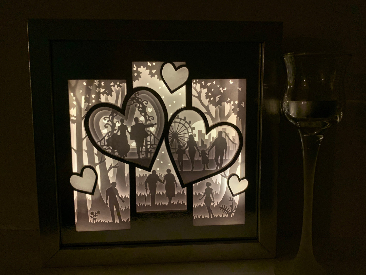 Silver Anniversary gift for husband, couple, wife.  Shadow Box Frame for Couples anniversary present