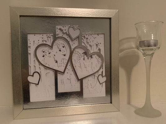 Silver Anniversary gift for husband, couple, wife.  Shadow Box Frame for Couples anniversary present