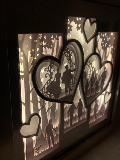 Silver Anniversary gift for husband, couple, wife.  Shadow Box Frame for Couples anniversary present