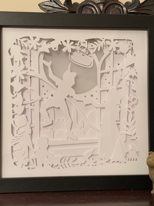 Peter Pan light, Tinkerbell lamp, Neverland room decor, gift for kids, Nursery decor, led wall sign, wall art, lighted shadow box, kids room