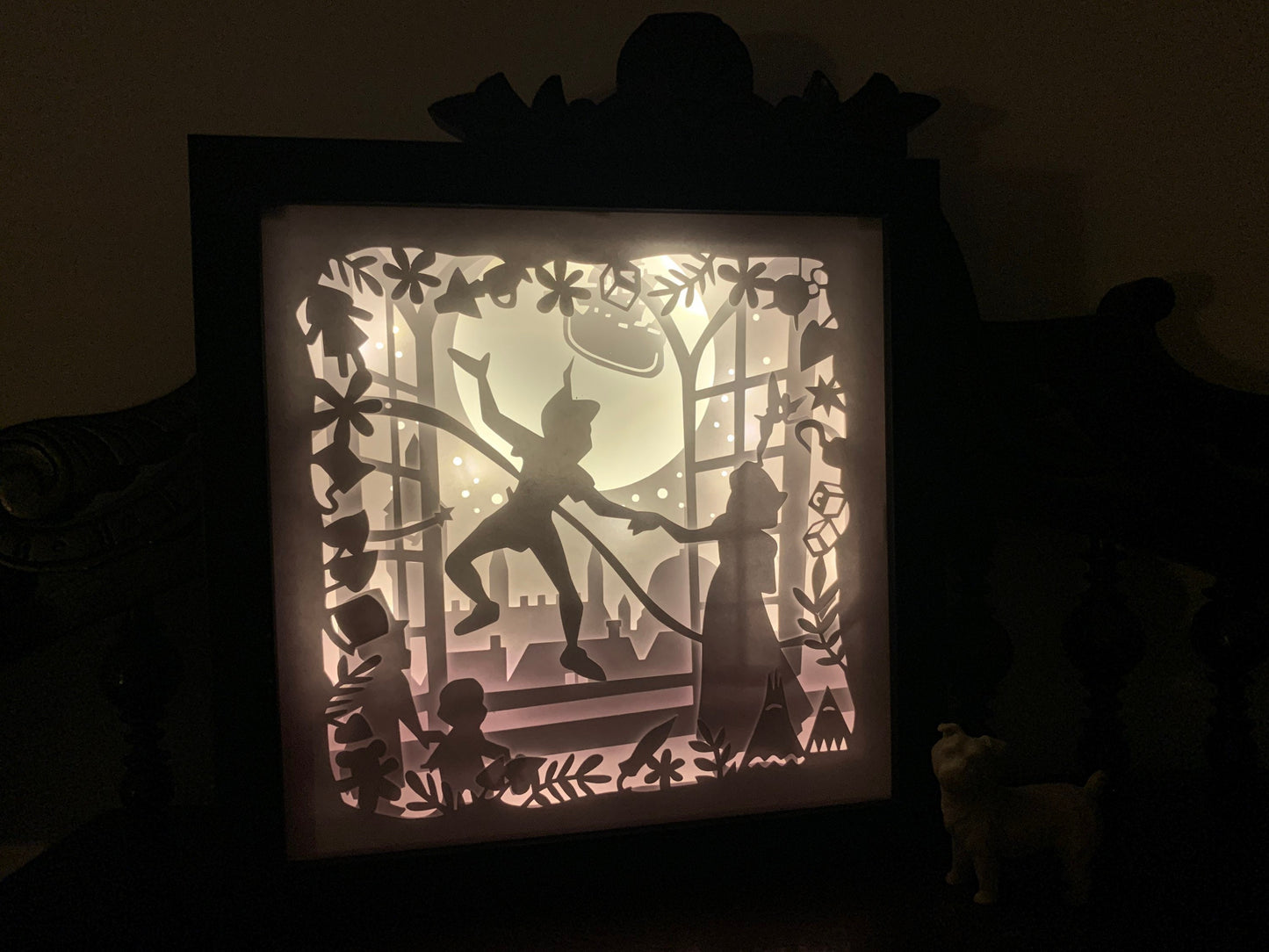 Peter Pan light, Tinkerbell lamp, Neverland room decor, gift for kids, Nursery decor, led wall sign, wall art, lighted shadow box, kids room