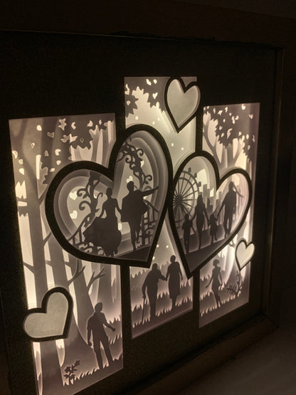 Golden Anniversary Shadow Box Frame: Lighted 8x8 Wall Art