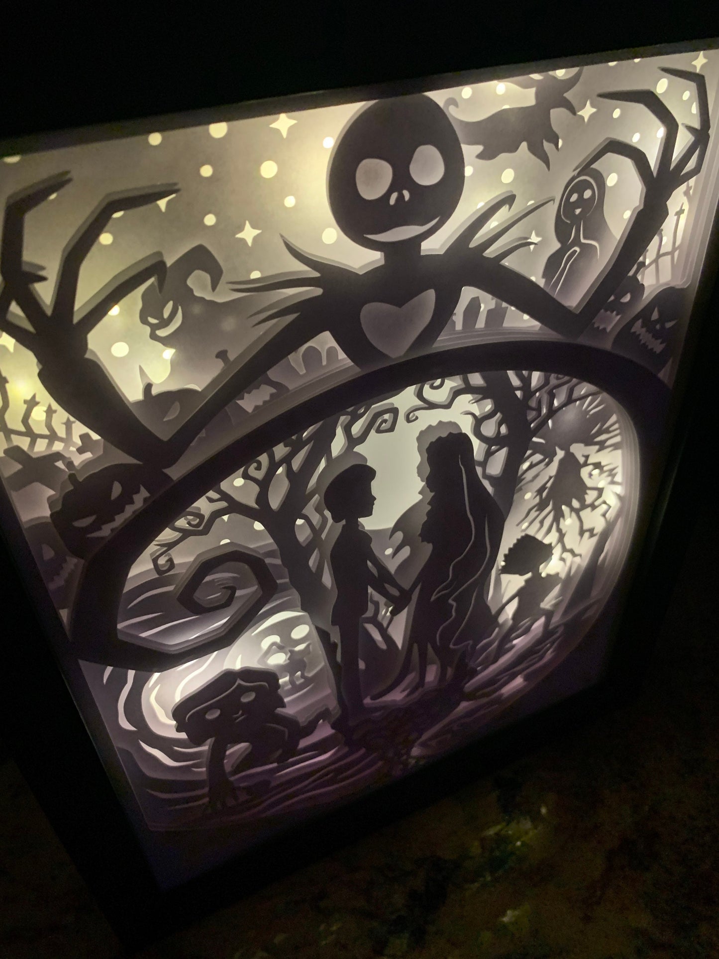 Nightmare Before Christmas Lightbox: Jack & Sally Shadow Box Decor