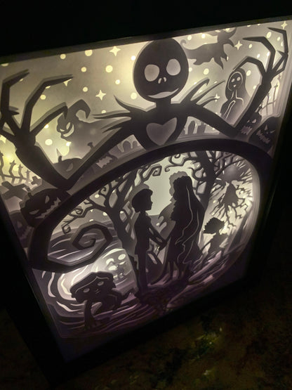 Nightmare Before Christmas Lightbox: Jack & Sally Shadow Box Decor