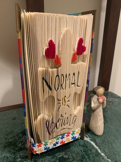Normal is Boring, Autism Book, Decorative Book Fold, bookfold, Autism Awareness, great gift for autism Mom family, birthday gift