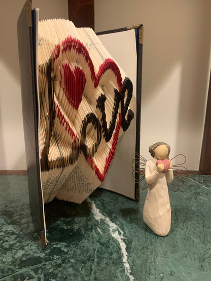LOVE heart book, Decorative Book Fold, folded book, Home decor, Room decor, Great anniversary gift, gift for wife or family