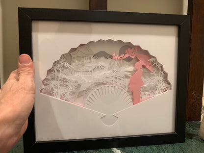 Japanese Geisha Lighted Shadow Box: LED Wall Decor Sign