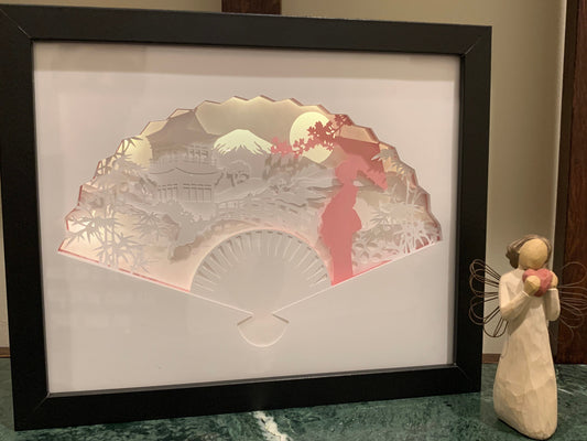 Japanese Geisha Lighted Shadow Box: LED Wall Decor Sign