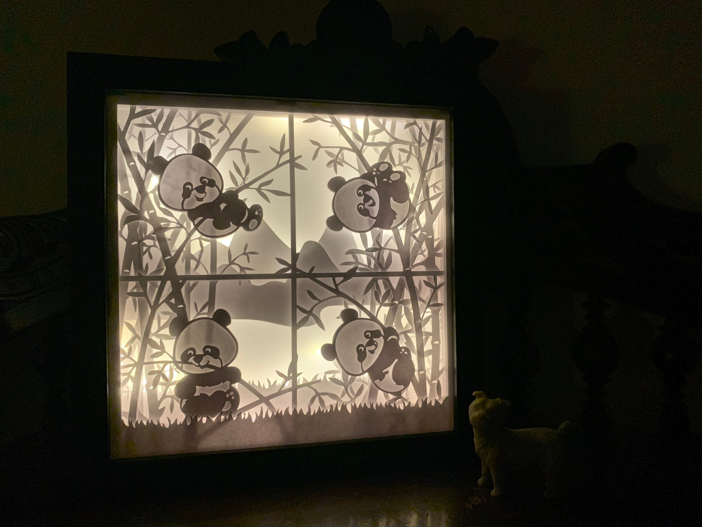 Panda Shadow Box: Chinese Panda Decor, Kids Night Light