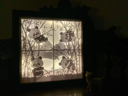Panda Shadow Box: Chinese Panda Decor, Kids Night Light