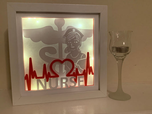 Nurse Shadow Box: Handmade LED Wall Sign, RN Gift