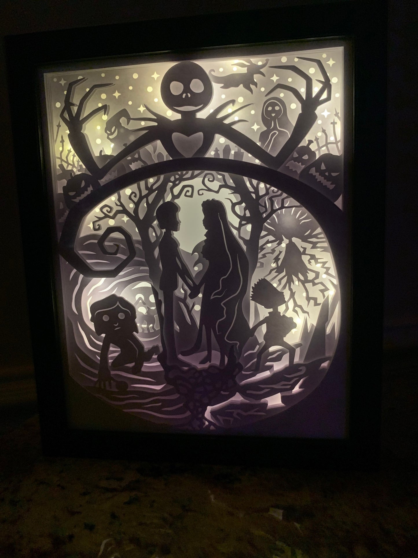 Nightmare Before Christmas Lightbox: Jack & Sally Shadow Box Decor