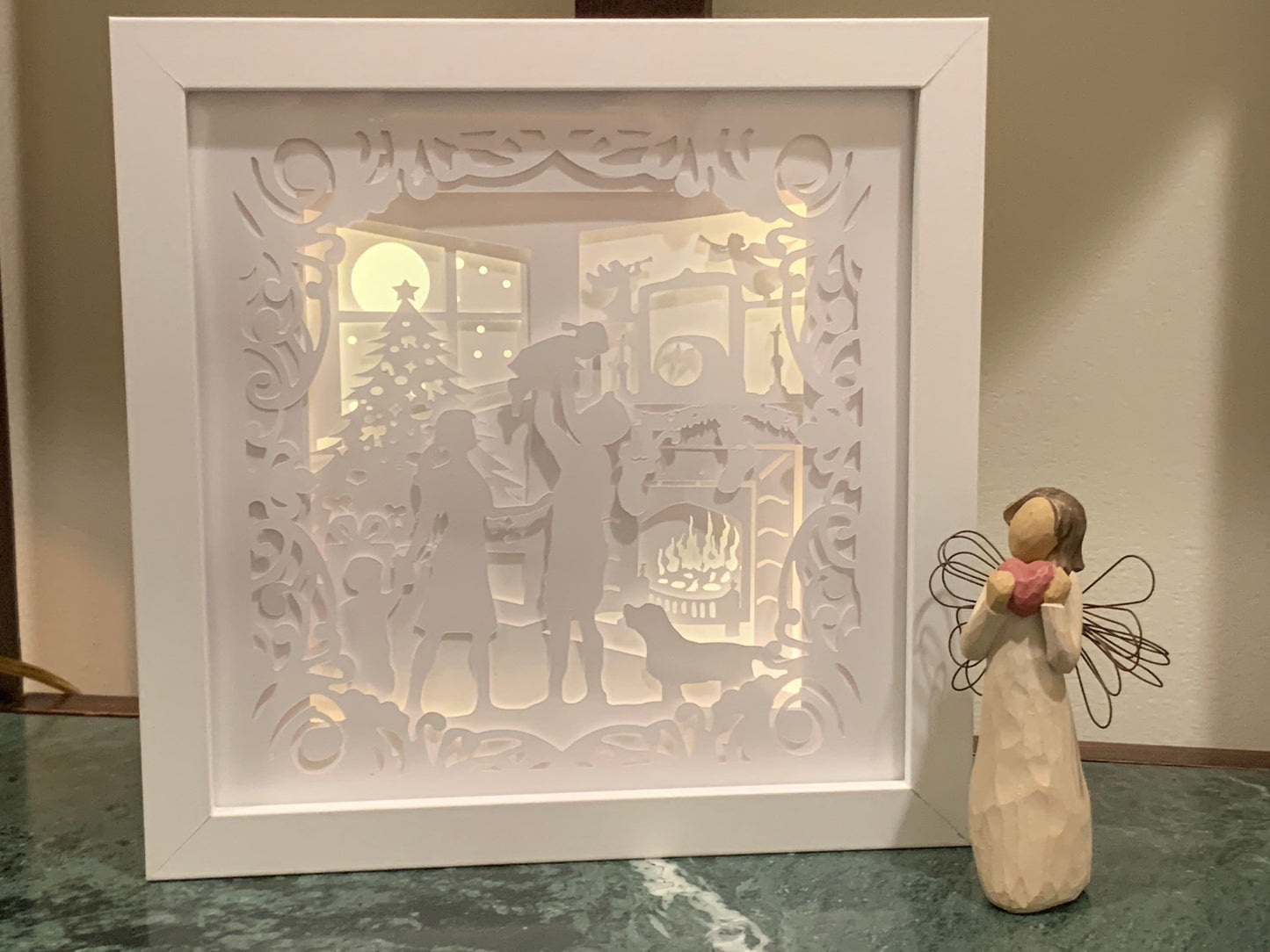 Christmas Family Shadow Box: LED Lit Holiday Decor