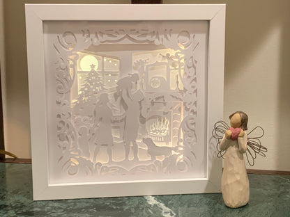 Christmas Family Shadow Box: LED Lit Holiday Decor