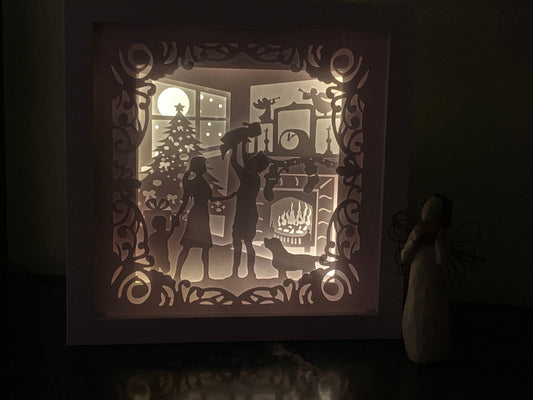 Christmas Family Shadow Box: Handmade LED Holiday Decor