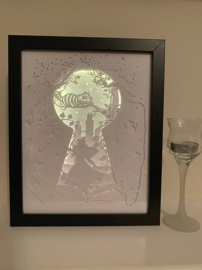 Alice in Wonderland Shadow Box: Cheshire Cat LED Frame